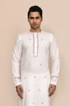 Shop_Arihant Rai Sinha_Off White Cotton Embroidery Cream Full Hand Work Kurta And Pant Set _Online_at_Aza_Fashions