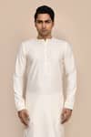 Shop_Arihant Rai Sinha_Cream Cotton Embroidery Cutdana Work Kurta And Pant Set _Online_at_Aza_Fashions
