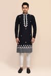 Buy_Arihant Rai Sinha_Navy Embroidery Blue Hand Work Kurta Set _Online_at_Aza_Fashions