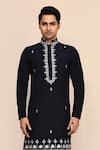 Shop_Arihant Rai Sinha_Navy Embroidery Blue Hand Work Kurta Set _Online_at_Aza_Fashions