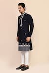 Arihant Rai Sinha_Navy Embroidery Blue Hand Work Kurta Set _at_Aza_Fashions