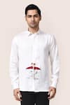 Buy_Aryavir Malhotra_White Linen Satin Hand Work Shirt _Online_at_Aza_Fashions