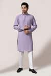 Buy_Arihant Rai Sinha_Purple Plain Kurta And White Pant Set _at_Aza_Fashions