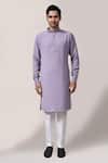 Buy_Arihant Rai Sinha_Purple Plain Kurta And White Pant Set _Online_at_Aza_Fashions