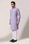 Arihant Rai Sinha_Purple Plain Kurta And White Pant Set _at_Aza_Fashions