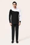 Aryavir Malhotra_White Cotton Color Block Giza Shirt _Online_at_Aza_Fashions