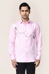 Buy_Aryavir Malhotra_Pink Cotton Metallic Thread, Sequins Giza Shirt _at_Aza_Fashions