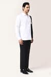 Buy_Aryavir Malhotra_White Cotton Tassels, Brooches Giza Color Block Shirt _Online_at_Aza_Fashions