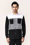 Buy_Aryavir Malhotra_White Cotton Black And Striped Shirt _at_Aza_Fashions