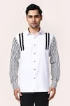 Buy_Aryavir Malhotra_White Cotton Striped Giza Mens Shirt _Online_at_Aza_Fashions