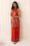 Buy_Five Point Five_Orange Silk Zari, Tassels Ruhani Woven Soft Saree With Running Blouse _at_Aza_Fashions