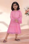 Shop_Petite Pomme_Pink Georgette Zari Gota Patti Work Dress _at_Aza_Fashions
