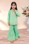 Buy_Petite Pomme_Green Rayon Gota Patti, Lace, Metallic Thread, Embroidered Kurta With Sharara _at_Aza_Fashions