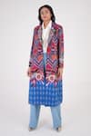 Shop_Betrue_Multi Color Cotton Embroidery, Beads Collared Printed Legacy Long Jacket _Online_at_Aza_Fashions
