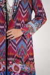 Shop_Betrue_Multi Color Cotton Embroidery, Beads Collared Printed Legacy Long Jacket 