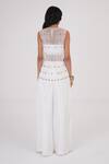Shop_Betrue_White Net Embroidery Round Neck Golden Ivory Top _at_Aza_Fashions