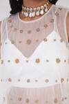 Buy_Betrue_White Net Embroidery Round Neck Golden Ivory Top _Online_at_Aza_Fashions