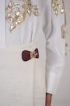 Shop_Betrue_White Cotton, Poplin Embroidery, Cut Work Collared Feathered Gold Shirt 