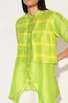 Buy Linetribe_ Green Viscose, Silk Collared, Mandarin Zephyra Shibori Striped Shirt Online at Aza Fashions Buy_Linetribe__Green Viscose, Silk Collared, Mandarin Zephyra Shibori Striped Shirt _Online_at_Aza_Fashions