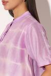 Buy_Linetribe__Purple Viscose, Silk Collared Zephyra Shibori Striped Pattern Shirt _Online_at_Aza_Fashions