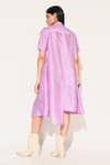 Shop Linetribe_ Purple Viscose, Silk Collared Auralis Asymmetric Shirt Dress at Aza Fashions Shop_Linetribe__Purple Viscose, Silk Collared Auralis Asymmetric Shirt Dress _at_Aza_Fashions
