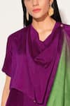 Linetribe__Purple Viscose, Silk Cowl Neck Noctura Draped Top And Pant Set _Online_at_Aza_Fashions