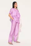 Buy_Linetribe__Purple Viscose, Silk Cowl Neck Noctura Plain Top And Pant Set _Online_at_Aza_Fashions