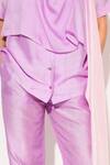 Linetribe__Purple Viscose, Silk Cowl Neck Noctura Plain Top And Pant Set _at_Aza_Fashions