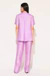 Shop_Linetribe__Purple Viscose, Silk Cowl Neck Noctura Plain Top And Pant Set _at_Aza_Fashions