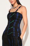 Shop_Linetribe__Black Viscose, Silk Square Neck Kryora Shibori Pattern Top With Pant _Online_at_Aza_Fashions