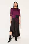 Buy Linetribe_ Purple Viscose, Satin Beads Round Neck Voidra Asymmetric Shirt With Skirt at Aza Fashions Buy_Linetribe__Purple Viscose, Satin Beads Round Neck Voidra Asymmetric Shirt With Skirt _at_Aza_Fashions