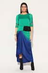 Linetribe__Green Viscose, Satin Beads, Sequins Round Neck Voidra Top With Ombre Skirt _Online_at_Aza_Fashions