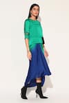 Buy_Linetribe__Green Viscose, Satin Beads, Sequins Round Neck Voidra Top With Ombre Skirt _Online_at_Aza_Fashions