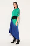 Shop_Linetribe__Green Viscose, Satin Beads, Sequins Round Neck Voidra Top With Ombre Skirt _Online_at_Aza_Fashions