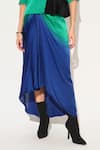 Buy_Linetribe__Green Viscose, Satin Beads, Sequins Round Neck Voidra Top With Ombre Skirt 