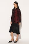 Shop_Linetribe__Wine Viscose, Silk Sequins Collared, Button-down Caelix Colorblock Shirt Dress _Online_at_Aza_Fashions