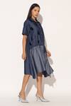 Linetribe__Blue Denim Applique Collared Astrell Shirt Dress _Online_at_Aza_Fashions