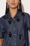 Buy_Linetribe__Blue Denim Applique Collared Astrell Shirt Dress _Online_at_Aza_Fashions
