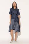 Buy_Linetribe__Blue Denim Applique Collared Astrell Shirt Dress _at_Aza_Fashions