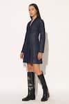 Buy_Linetribe__Blue Denim V-neck, Collared Crythos Jacket Dress _Online_at_Aza_Fashions