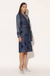 Buy_Linetribe__Blue Denim V-neck Nyvora Embellished Trench Dress _Online_at_Aza_Fashions