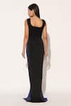 Shop_Linetribe__Black Crepe Beads Square Neck Auryth Embellished Corset Gown _at_Aza_Fashions