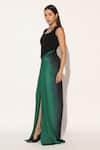 Shop_Linetribe__Green Crepe Beads Square Neck Auryth Draped Corseted Gown _Online_at_Aza_Fashions