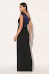Shop_Linetribe__Black Lycra Sequins, Embroidery One Shoulder Orivyn Draped Gown _at_Aza_Fashions