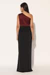 Shop_Linetribe__Maroon Lycra One Shoulder Orivyn Gown _at_Aza_Fashions