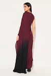 Buy_Linetribe__Maroon Crepe Beads Round Neck Callistra Draped Gown _Online_at_Aza_Fashions
