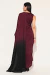 Shop_Linetribe__Maroon Crepe Beads Round Neck Callistra Draped Gown _at_Aza_Fashions