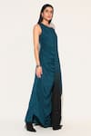 Buy_Linetribe__Green Crepe Beads Round Neck Callistra Draped Gown _Online_at_Aza_Fashions