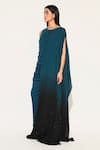 Shop_Linetribe__Green Crepe Beads Round Neck Callistra Draped Gown _Online_at_Aza_Fashions