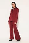 Linetribe__Maroon Crepe Solira Embellished Blazer With Pant _Online_at_Aza_Fashions